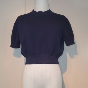 St.John Basic Navy Blue Knit Cropped Top